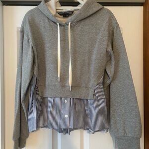 Veronica Beard Gray Hoodie with Cream Accents
